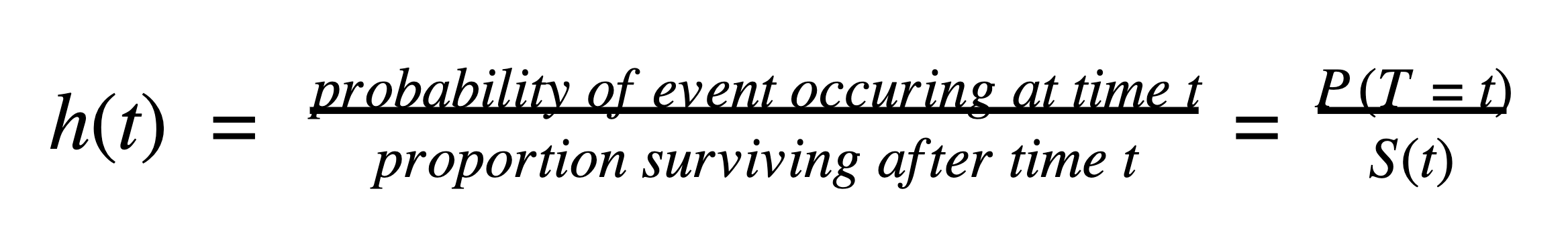 hazard at time t, h(t)